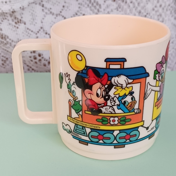 VINTAGE THE WALT DISNEY COMPANY SUPERSEAL CHILD'S HANDLED TRAIN MUG MICKEY, ETC. - Picture 3 of 9